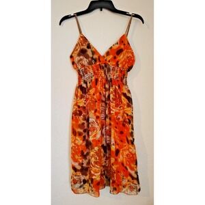 Chesley Womens Orange Floral Sundress Size S